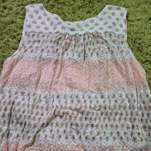 Lucky Brand Pink and Cream Sleeveless Blouse